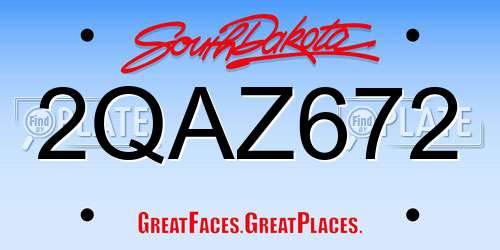 2QAZ672 South Dakota License Plate