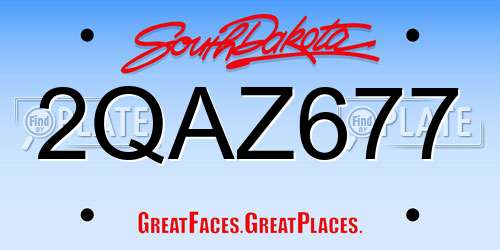 2QAZ677 South Dakota License Plate