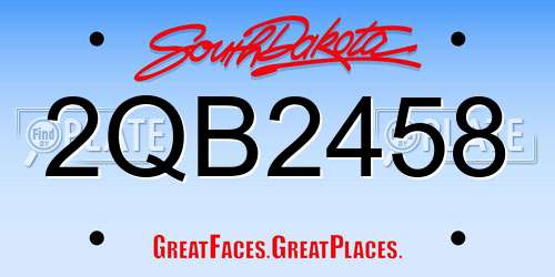 2QB2458 South Dakota License Plate