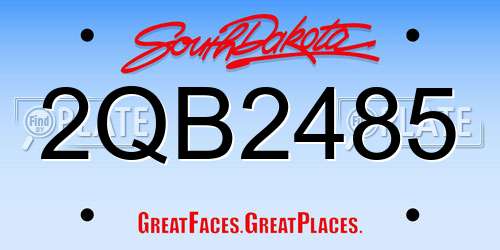 2QB2485 South Dakota License Plate