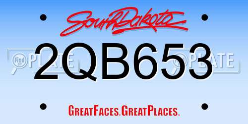 2QB653 South Dakota License Plate