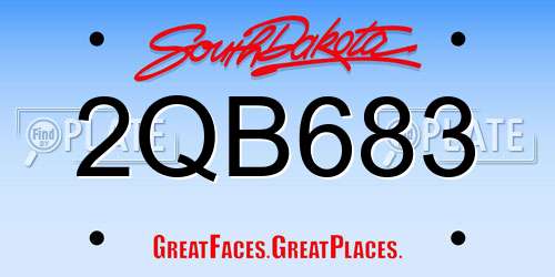 2QB683 South Dakota License Plate