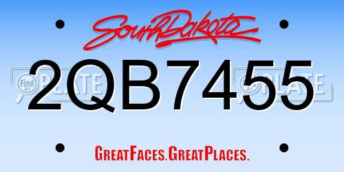 2QB7455 South Dakota License Plate