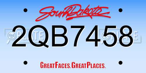 2QB7458 South Dakota License Plate