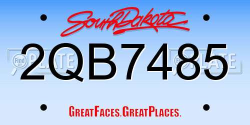 2QB7485 South Dakota License Plate