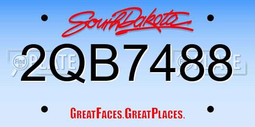 2QB7488 South Dakota License Plate