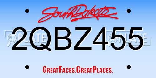 2QBZ455 South Dakota License Plate