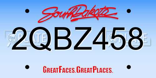 2QBZ458 South Dakota License Plate