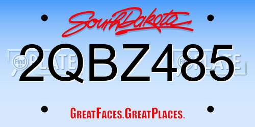 2QBZ485 South Dakota License Plate