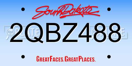 2QBZ488 South Dakota License Plate