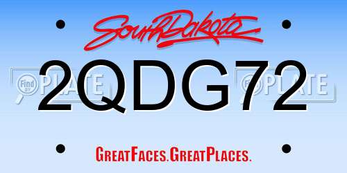 2QDG72 South Dakota License Plate