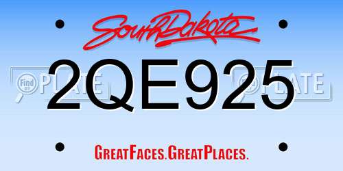 2QE925 South Dakota License Plate