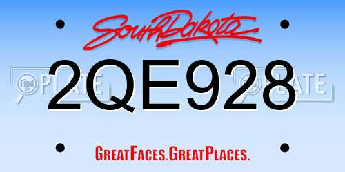 2QE928 South Dakota License Plate