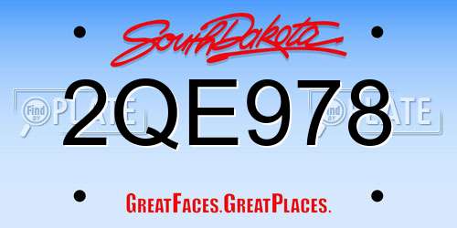 2QE978 South Dakota License Plate