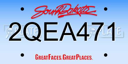 2QEA471 South Dakota License Plate