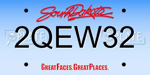 2QEW32 South Dakota License Plate