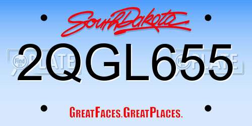 2QGL655 South Dakota License Plate