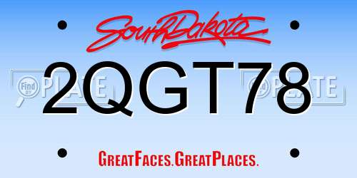 2QGT78 South Dakota License Plate