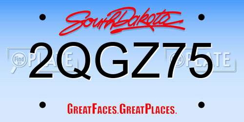 2QGZ75 South Dakota License Plate