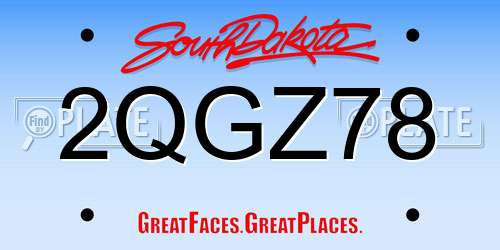 2QGZ78 South Dakota License Plate