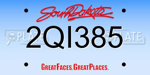 2QI385 South Dakota License Plate