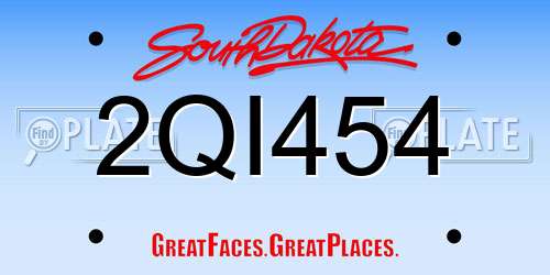 2QI454 South Dakota License Plate