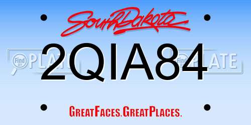 2QIA84 South Dakota License Plate