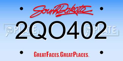 2QO402 South Dakota License Plate
