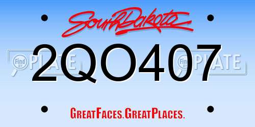 2QO407 South Dakota License Plate