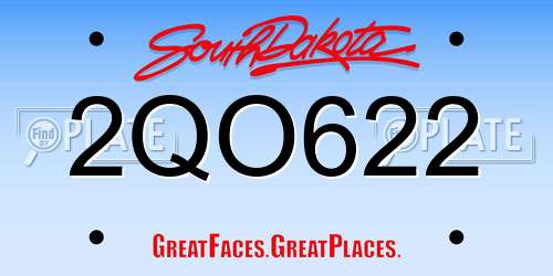 2QO622 South Dakota License Plate