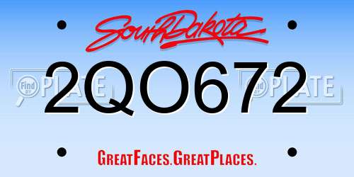 2QO672 South Dakota License Plate