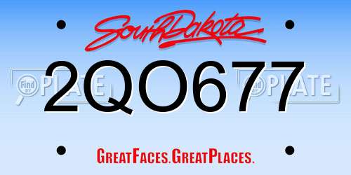 2QO677 South Dakota License Plate