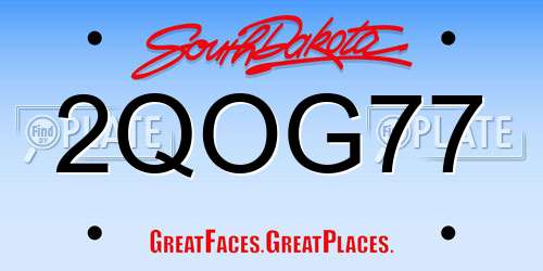 2QOG77 South Dakota License Plate
