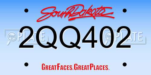 2QQ402 South Dakota License Plate