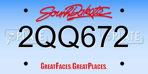 2QQ672 South Dakota License Plate