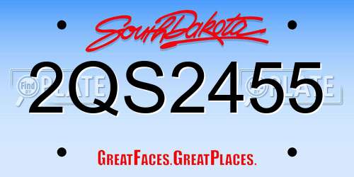 2QS2455 South Dakota License Plate