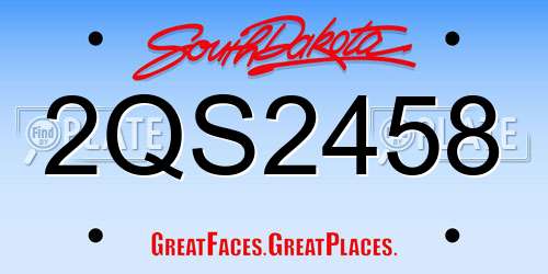 2QS2458 South Dakota License Plate