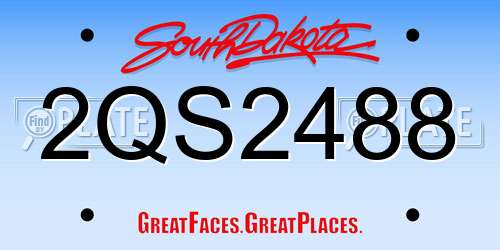 2QS2488 South Dakota License Plate