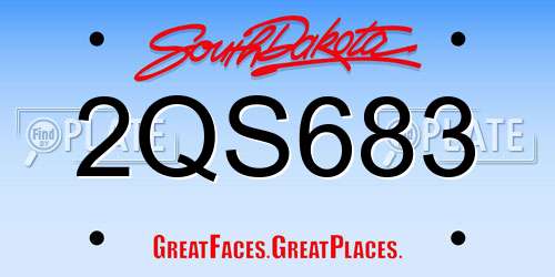 2QS683 South Dakota License Plate