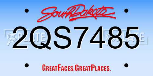 2QS7485 South Dakota License Plate