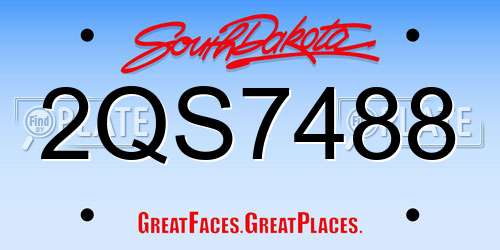 2QS7488 South Dakota License Plate