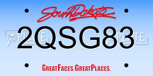 2QSG83 South Dakota License Plate