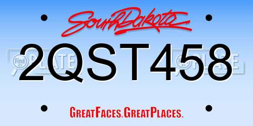 2QST458 South Dakota License Plate