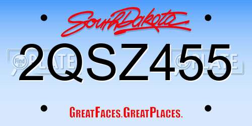 2QSZ455 South Dakota License Plate