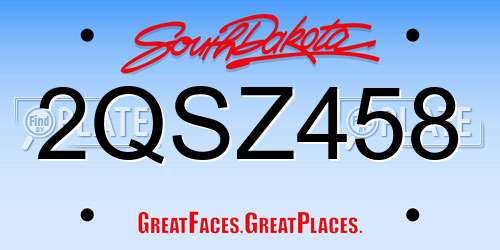 2QSZ458 South Dakota License Plate