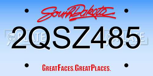 2QSZ485 South Dakota License Plate