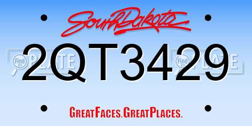 2QT3429 South Dakota License Plate