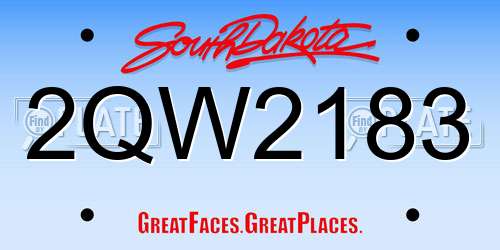 2QW2183 South Dakota License Plate