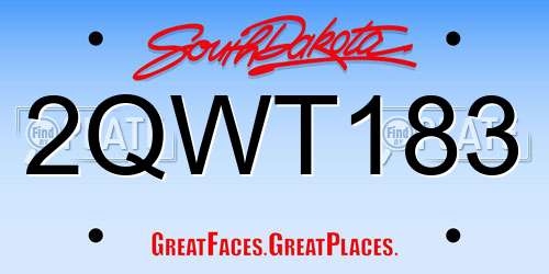 2QWT183 South Dakota License Plate