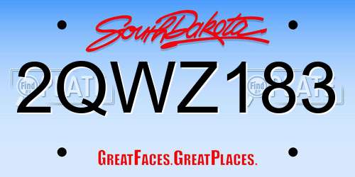 2QWZ183 South Dakota License Plate